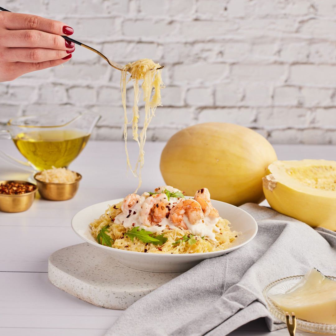 Pasta con Camarones y Salsa Alfredo