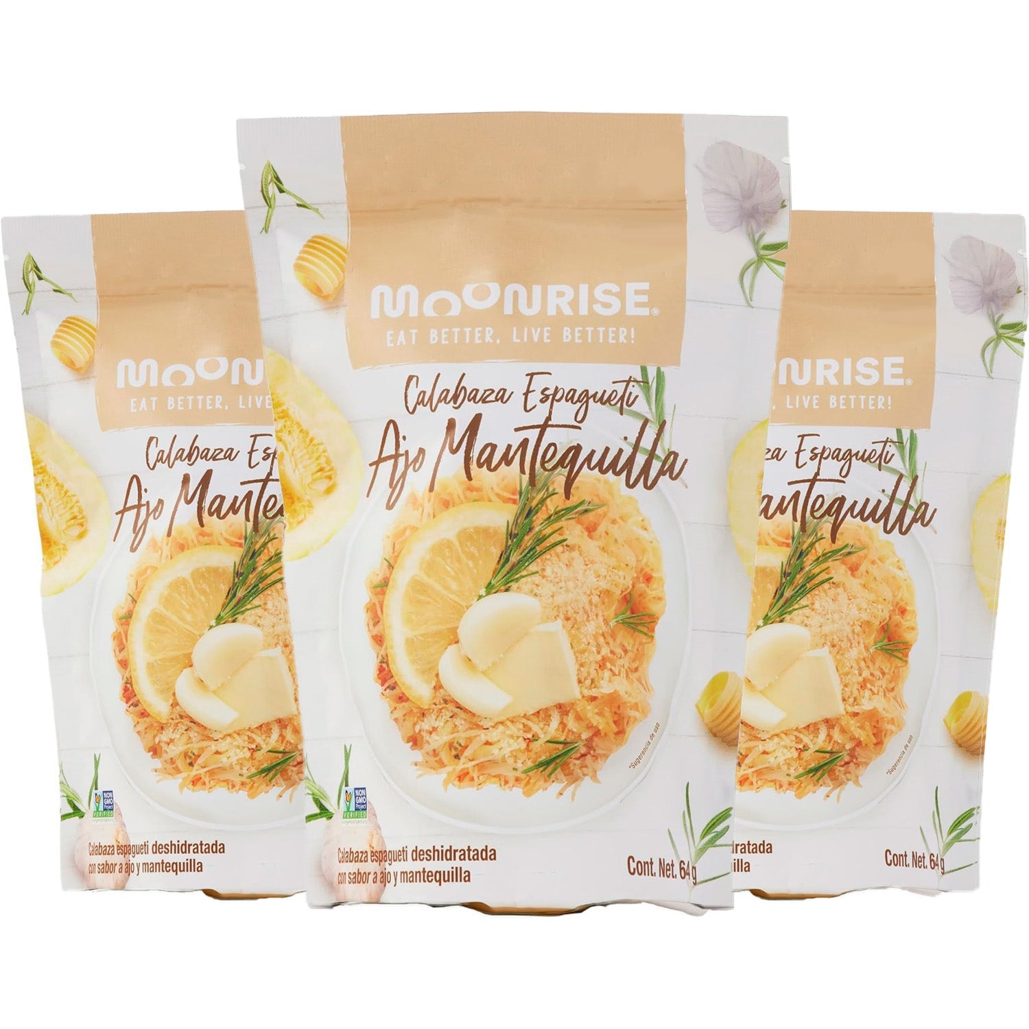 Calabaza Espagueti Deshidratada Sabor Ajo Mantequilla (Paquete de 3) MOONRISE