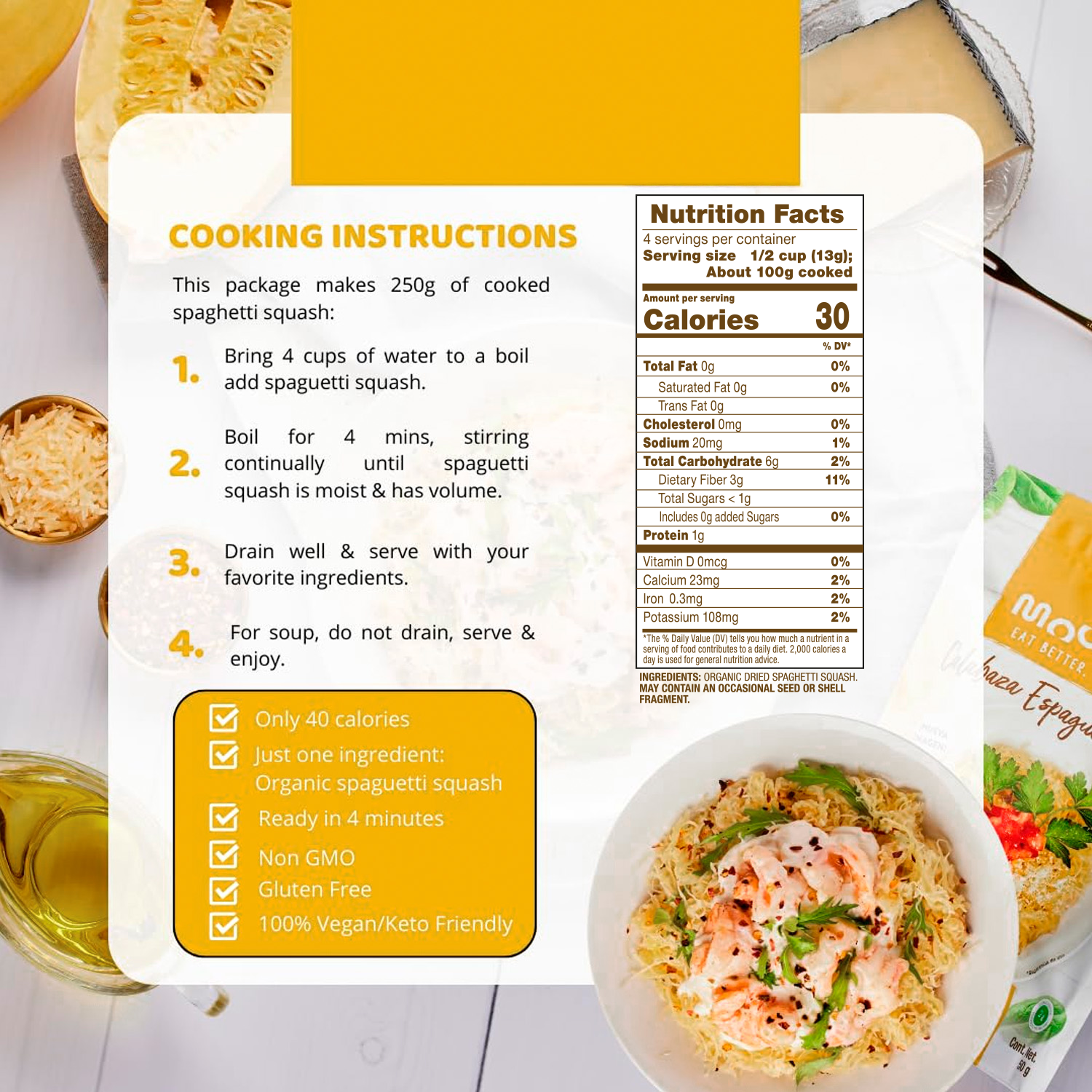 Organic Dried Spaghetti Squash 3 Pack Moonrisefoods