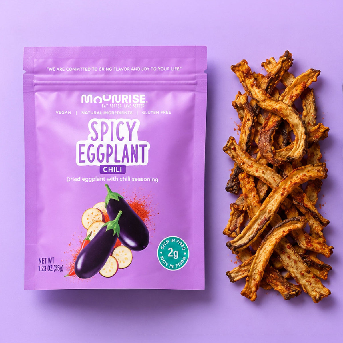 Spicy Dried Eggplant Snack Moonrisefoods