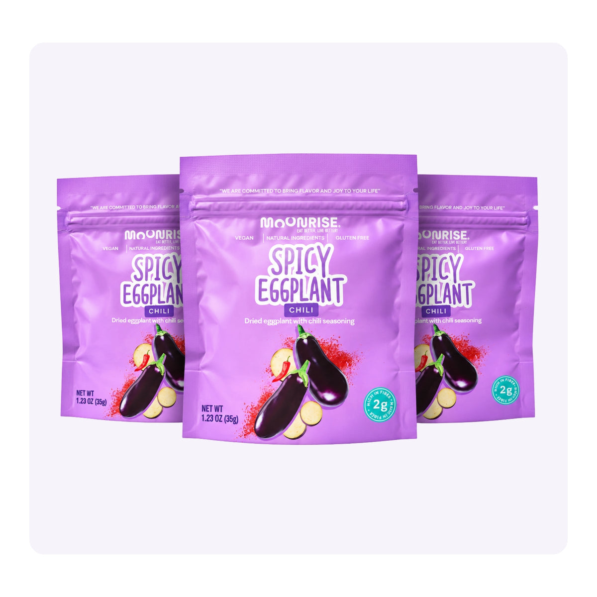Spicy Dried Eggplant Snack 3 Pack Moonrisefoods